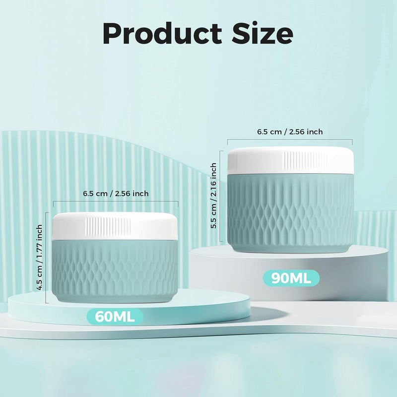 WLEAD BPA Free Silicone Cream Jars - TSA Approved 3oz Travel Size Containers, Leak-proof with Lid for Cosmetic, Face, Hand, Body Glitters - Image 3
